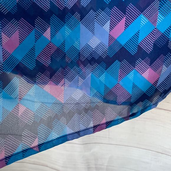 Decree Blue and Pink Abstract Blouse Tassel Tie String Long Sleeve Size Medium - Picture 7 of 15